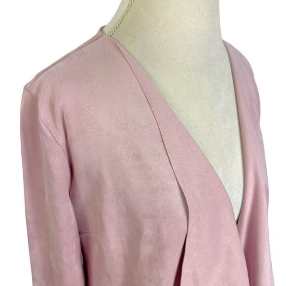 Soft Surroundings Blush Pink Micro Suede Cardigan Drape Open Front Size M - Picture 4 of 12
